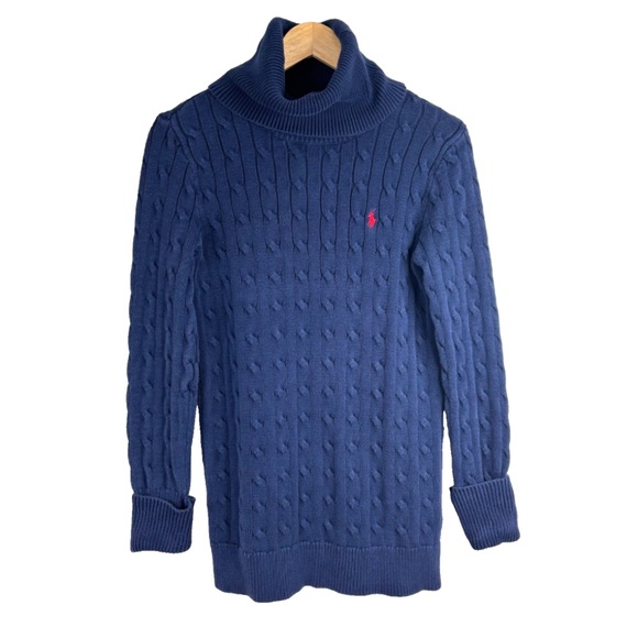 Ralph Lauren Cable Knit Turtleneck Sweater M Cotton Preppy Classic Old Money - Picture 1 of 10